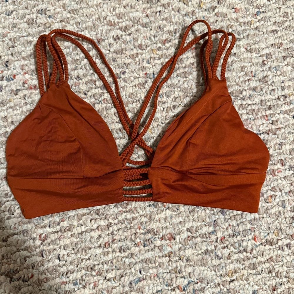 Vitamin A Jaydah Braid Bralette Swim in Copper- Size Small
